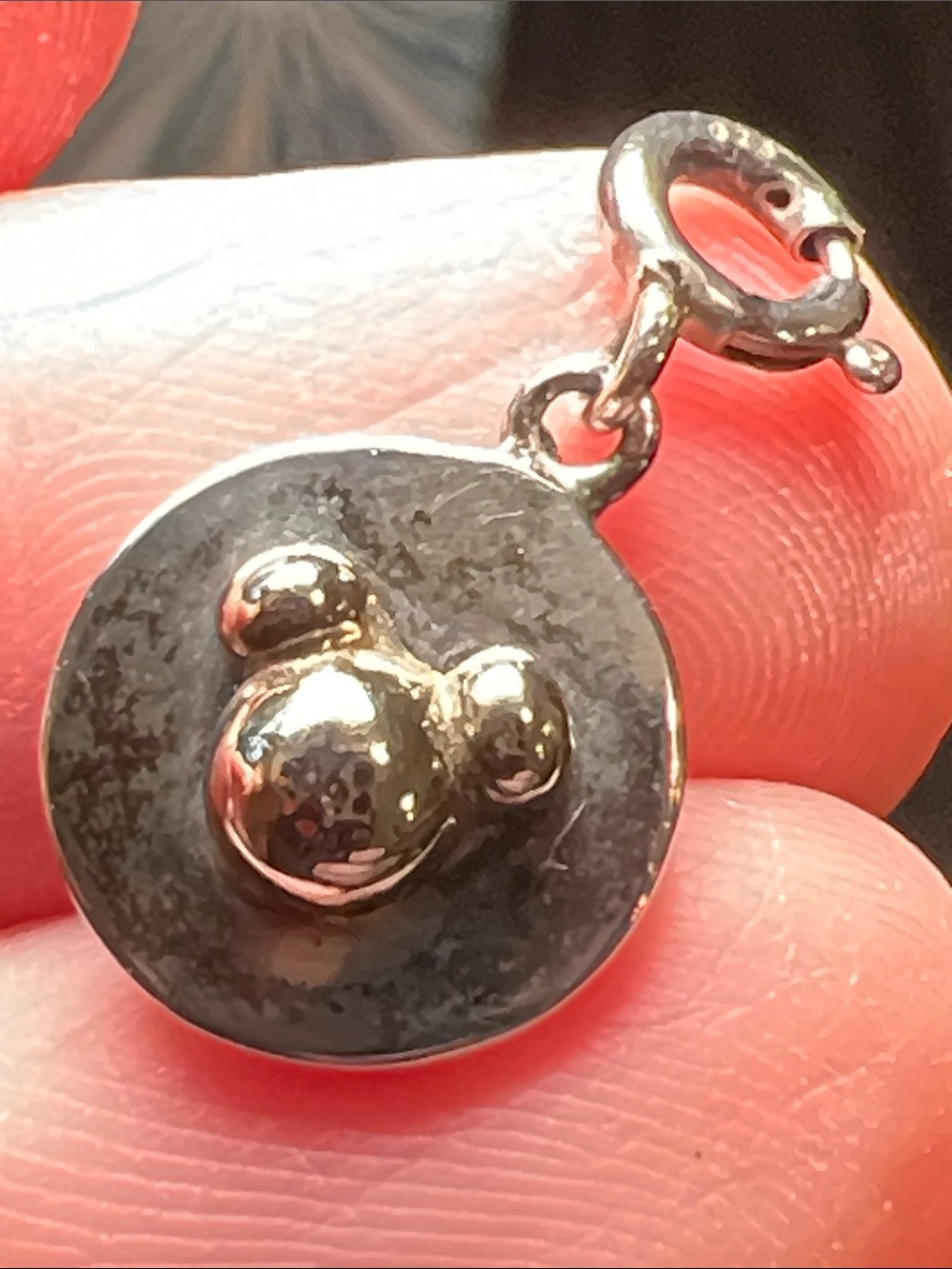 Vintage Disney Puffy Mickey Mouse Sterling Silver 925 Clip-on Charm